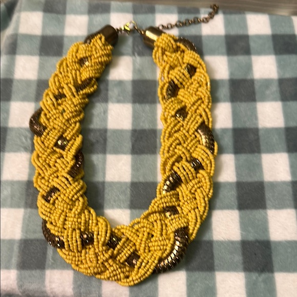 None Jewelry - Yellow Beaded Statement Necklace